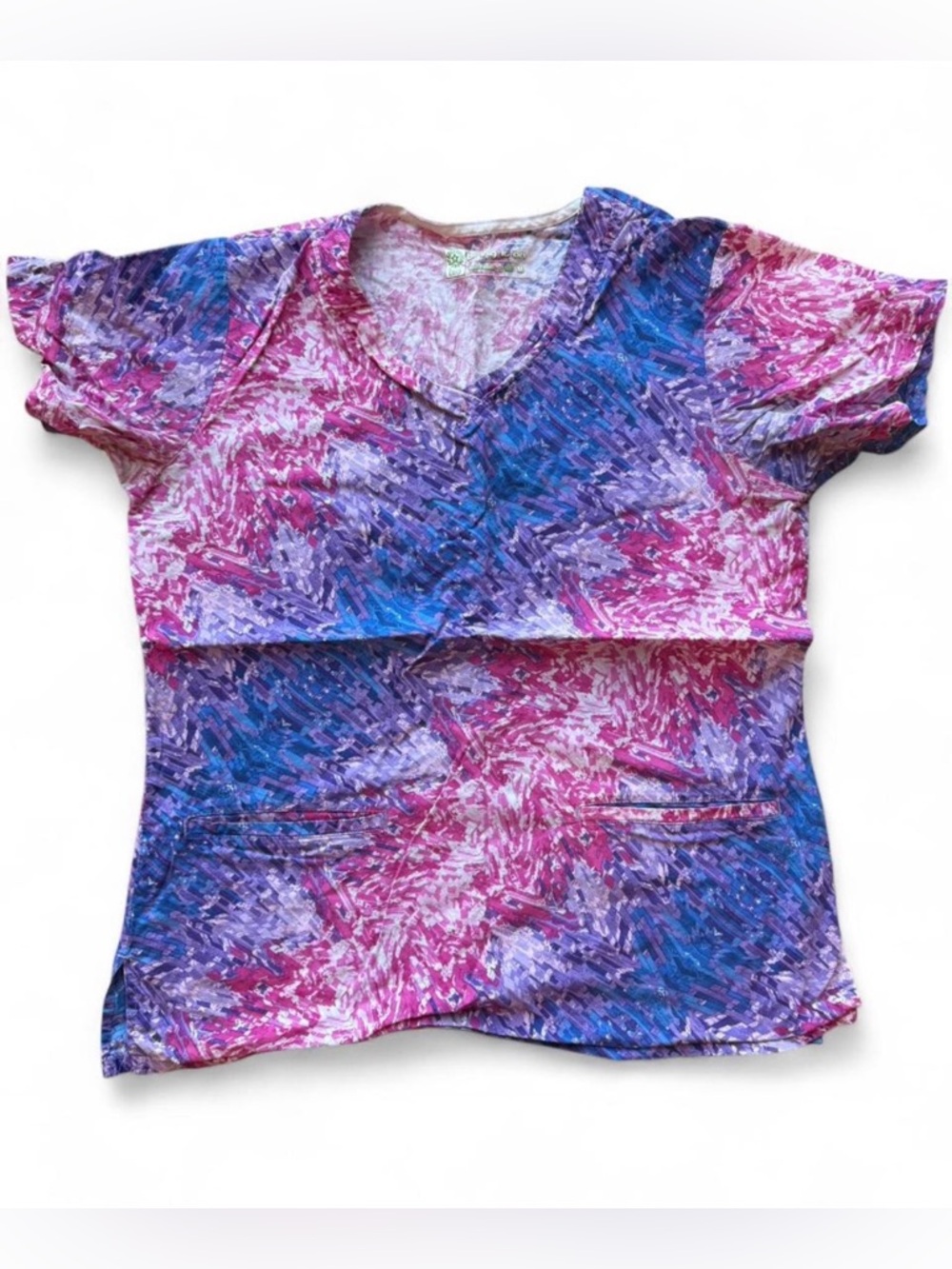 Soft Scrub Top' Multicolor Pink & Purple Size Medium